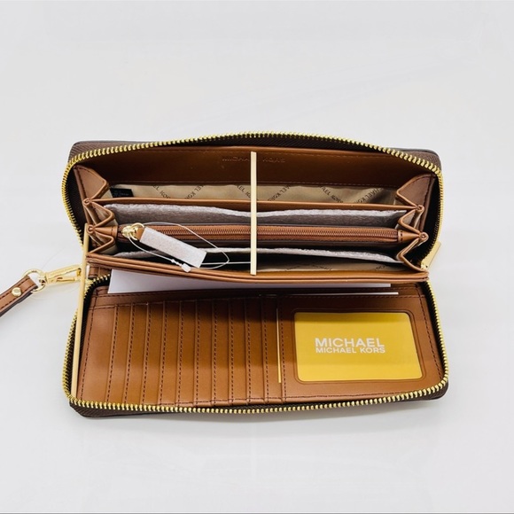 Michael Kors Large Continental Wallet Wristlet Brown Leather - Picture 5 of 8